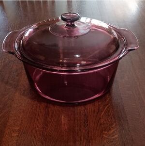 Vintage Corning Visions Cranberry Dutch Oven 5L Casserole Dish with Lid